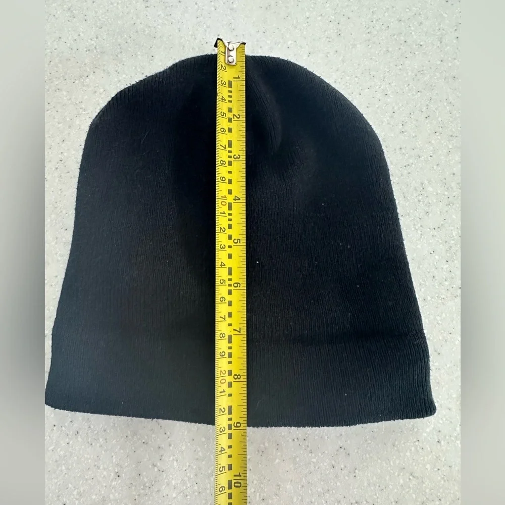 Nike Black Knit Beanie Hat with Bright Neon Yellow Logo. Youth Size.
